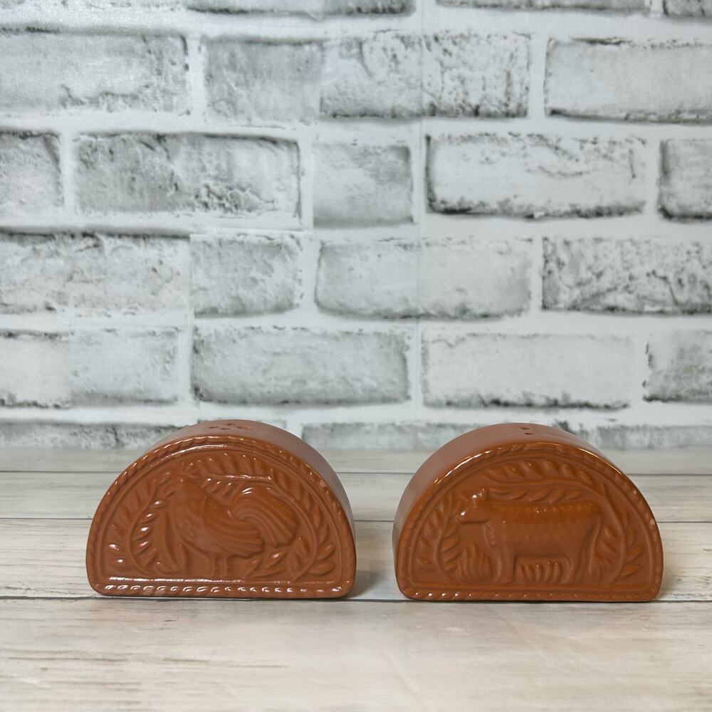 Avon Kitchen Vintage Avon Terra Cotta Bull and Rooster Salt and Pepper Shakers